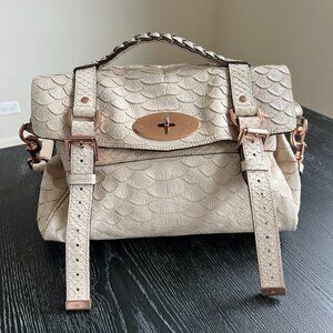 Mulberry Alexa Satchel Rose Gold Ivory Snakeskin